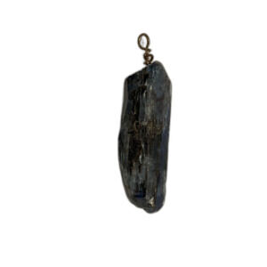 Kyanite Pendant, 2 inch long Raw Blue Gemstone, Silver Wire
